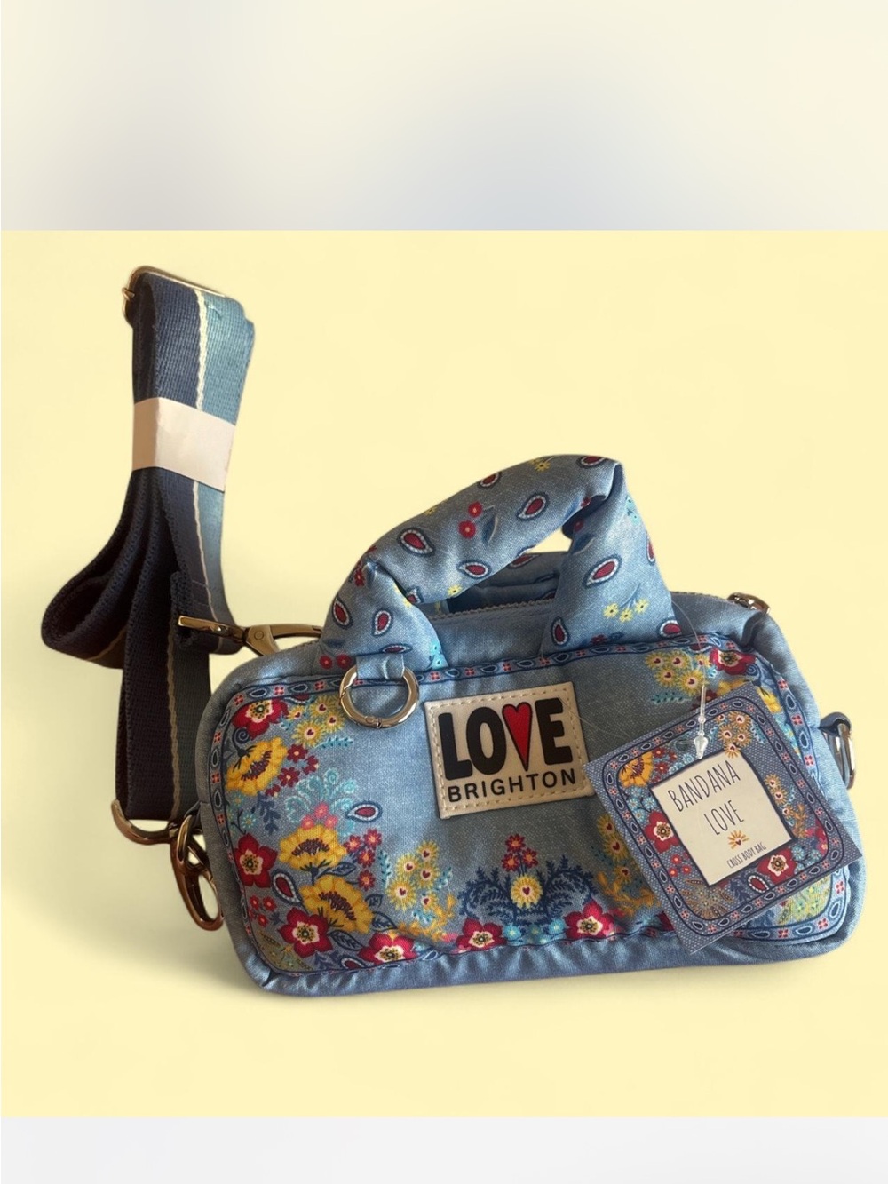 Brighton Blue Floral Bandana Love Crossbody Bag